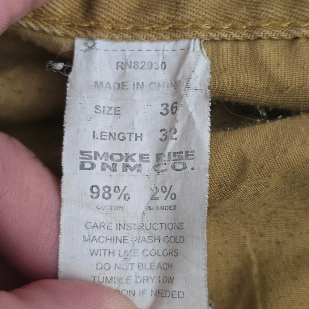 Smoke Rise Mens Moto Biker Jeans Mustard Yellow Slim Tapered 36x32 TSON901